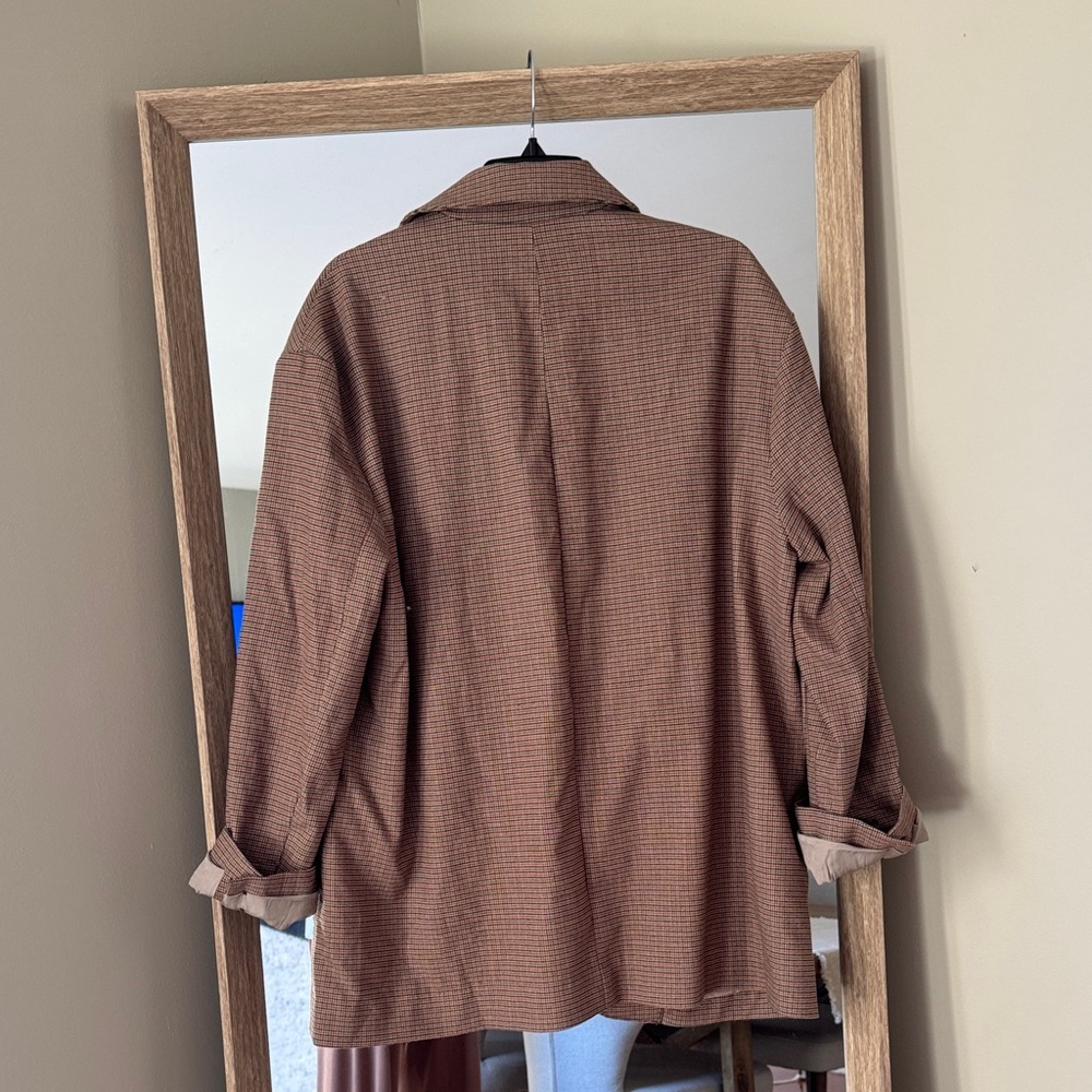 Free People Tan Checkered Women's Blazer - Picture 3 of 4